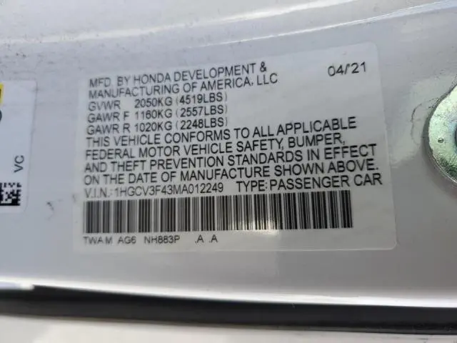 2021 HONDA ACCORD HYBRID EX  