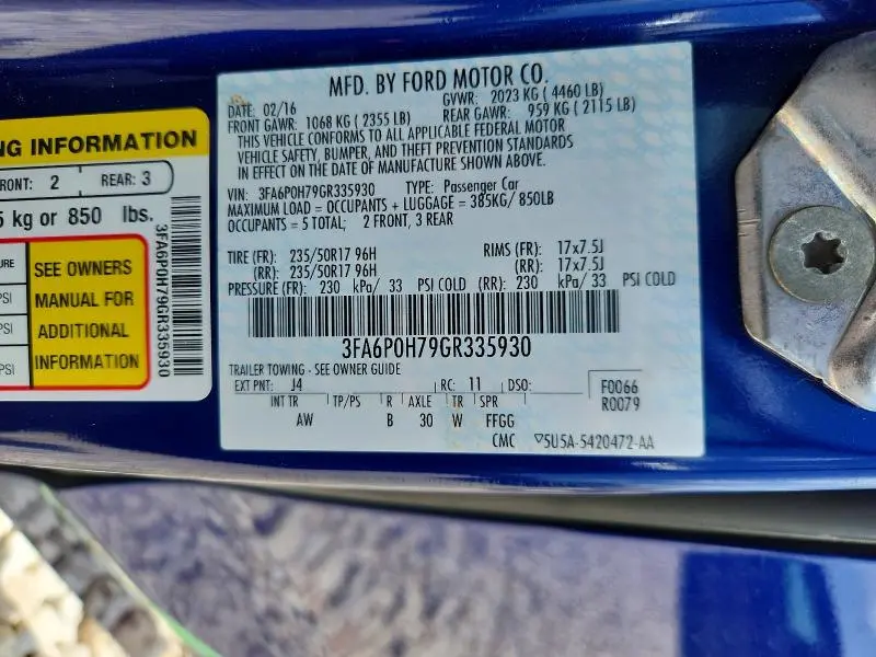2016 FORD FUSION SE  