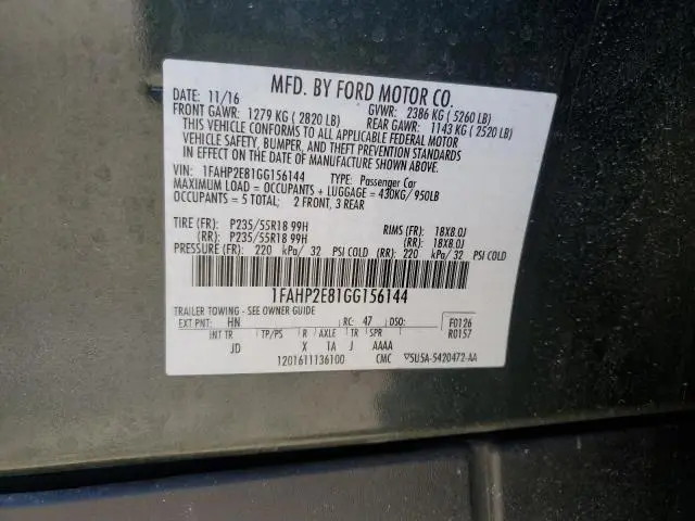 2016 FORD TAURUS SEL  