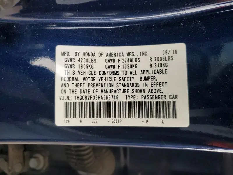 2017 HONDA ACCORD LX  