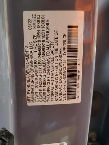 2022 HONDA RIDGELINE BLACK EDITION  