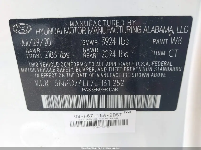 2020 HYUNDAI ELANTRA SE