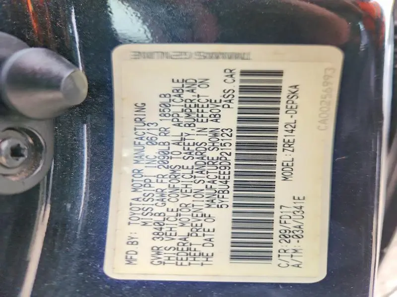 2013 TOYOTA COROLLA S  