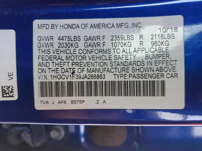 2018 HONDA ACCORD SPORT  