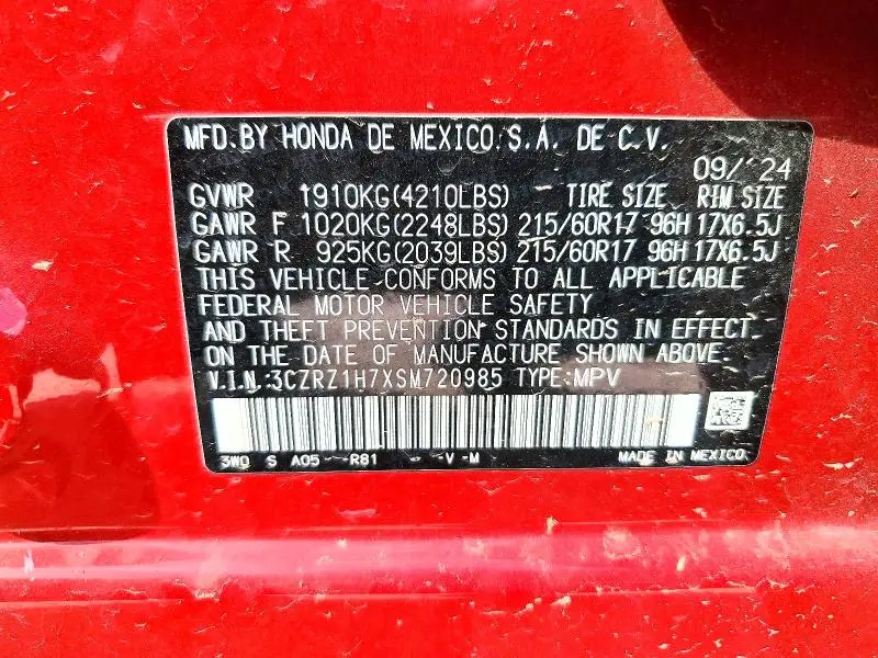 2025 HONDA HR-V EXL  