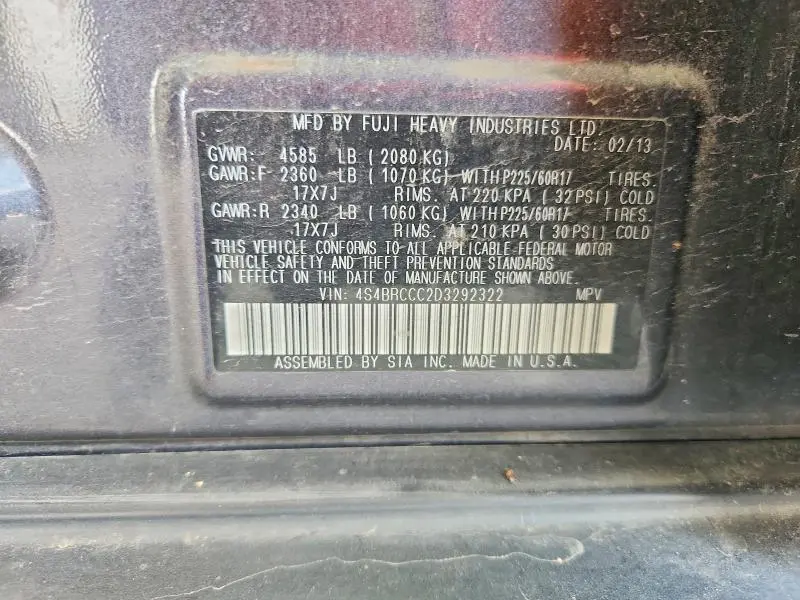 2013 SUBARU OUTBACK 2.5I PREMIUM  