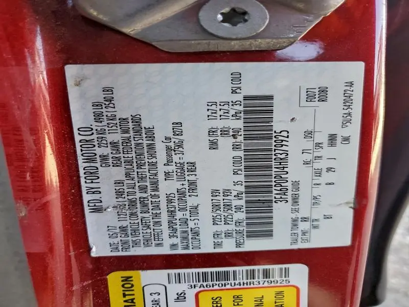 2017 FORD FUSION SE PHEV  