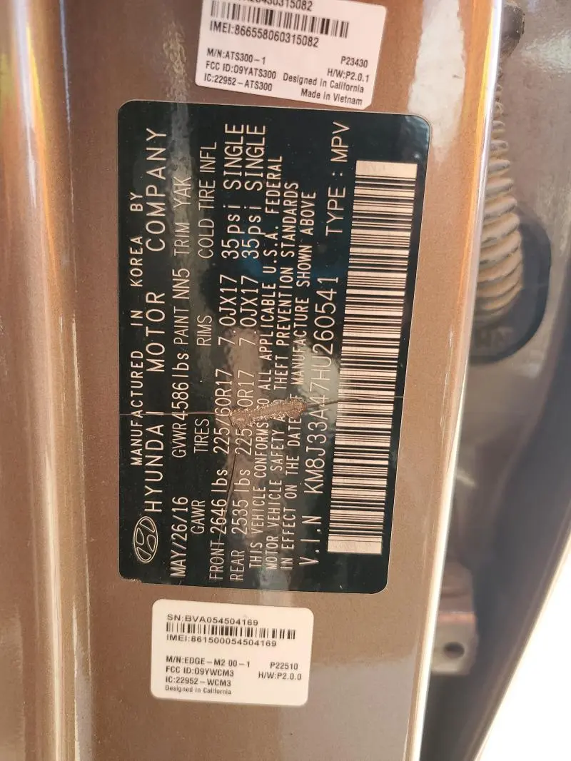 2017 HYUNDAI TUCSON LIMITED  