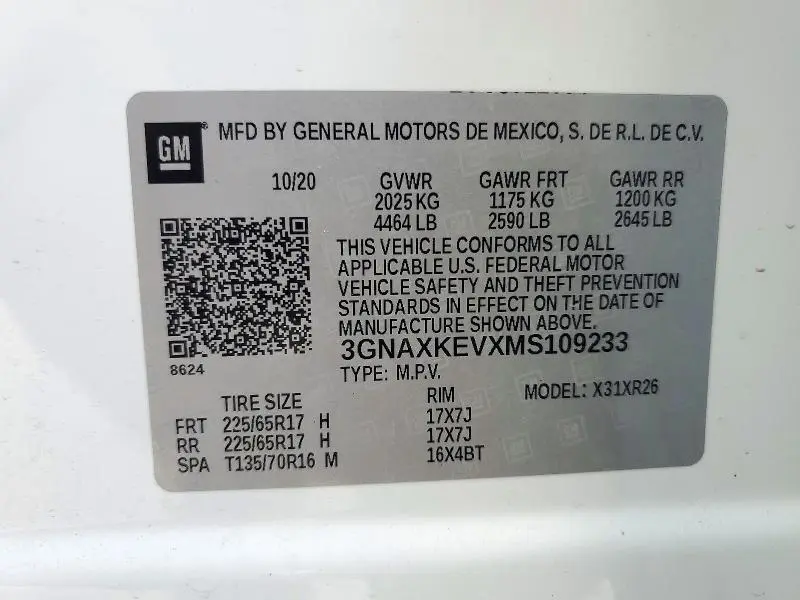 2021 CHEVROLET EQUINOX LT  
