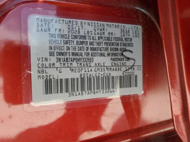 2017 NISSAN SENTRA S  