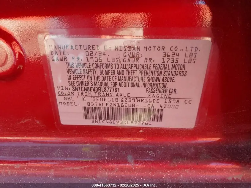 2024 NISSAN VERSA 1.6 SV