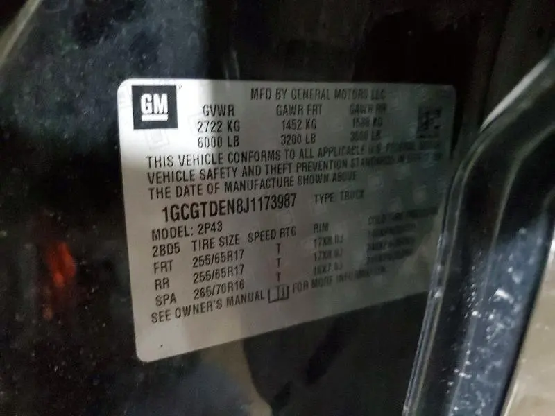 2018 CHEVROLET COLORADO Z71  