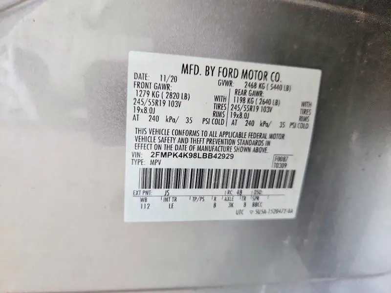 2020 FORD EDGE TITANIUM  
