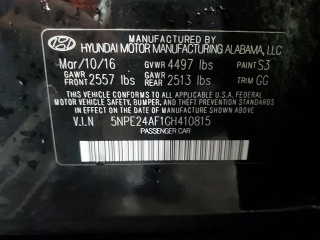 2016 HYUNDAI SONATA SE  