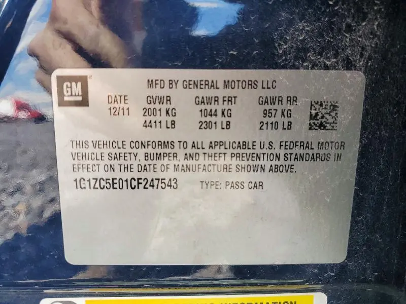 2012 CHEVROLET MALIBU 1LT  