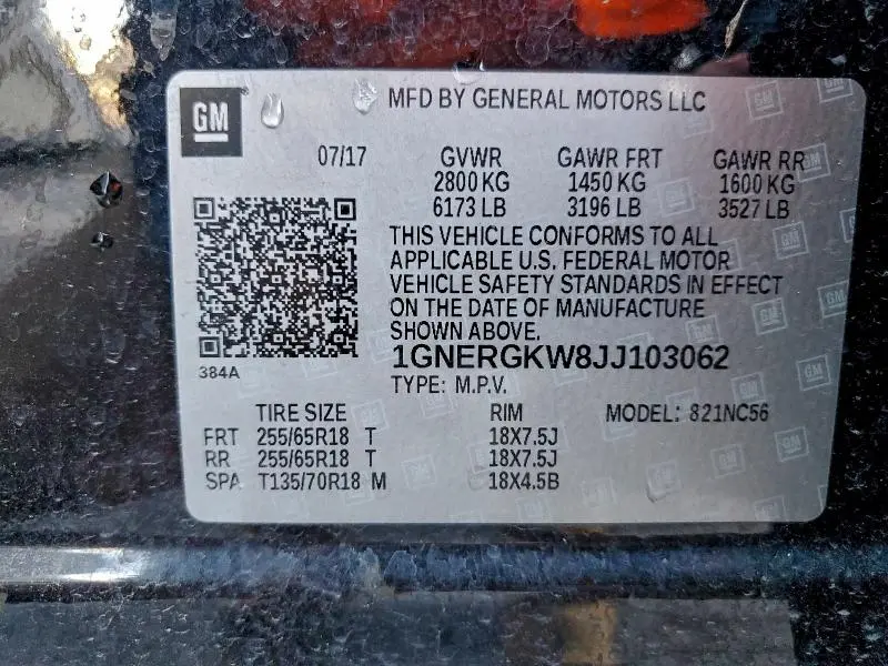 2018 CHEVROLET TRAVERSE LT  