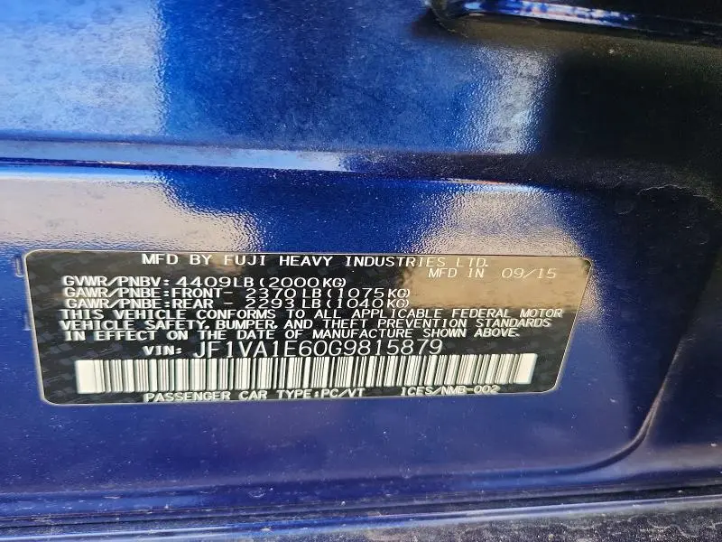 2016 SUBARU WRX PREMIUM  