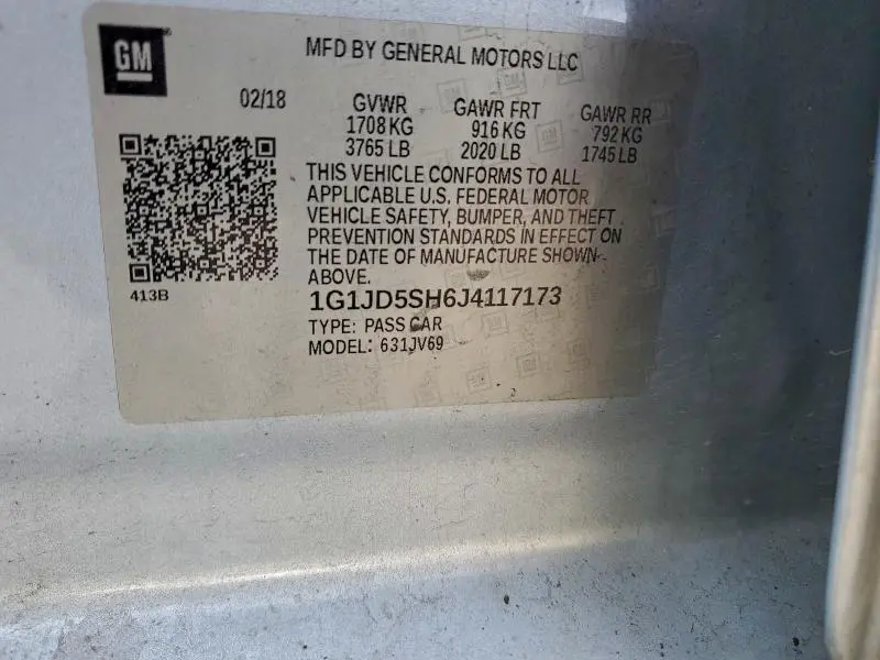 2018 CHEVROLET SONIC LT  