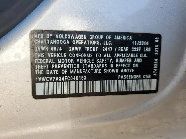 2015 VOLKSWAGEN PASSAT SEL  