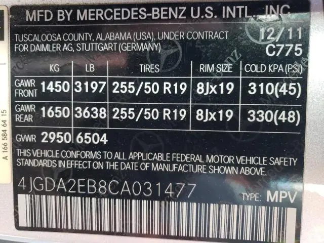 2012 MERCEDES-BENZ ML 350 BLUETEC  