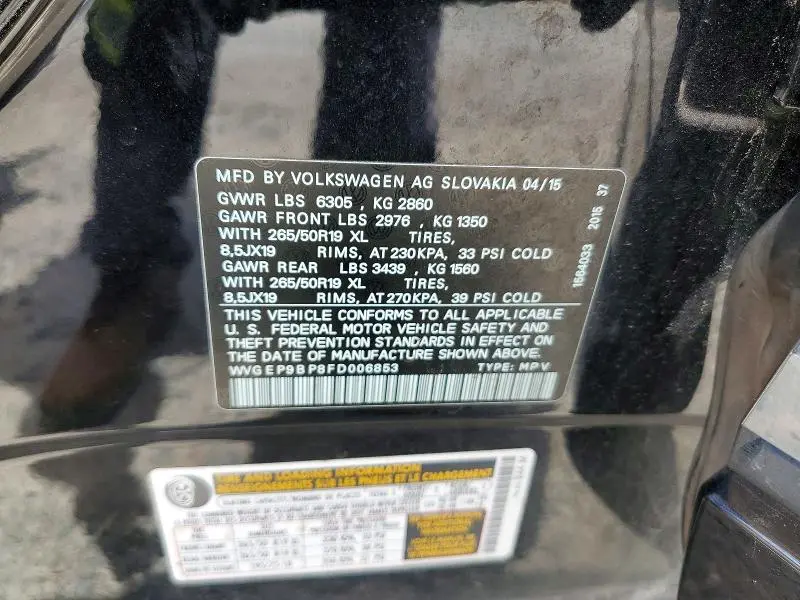 2015 VOLKSWAGEN TOUAREG V6 TDI  
