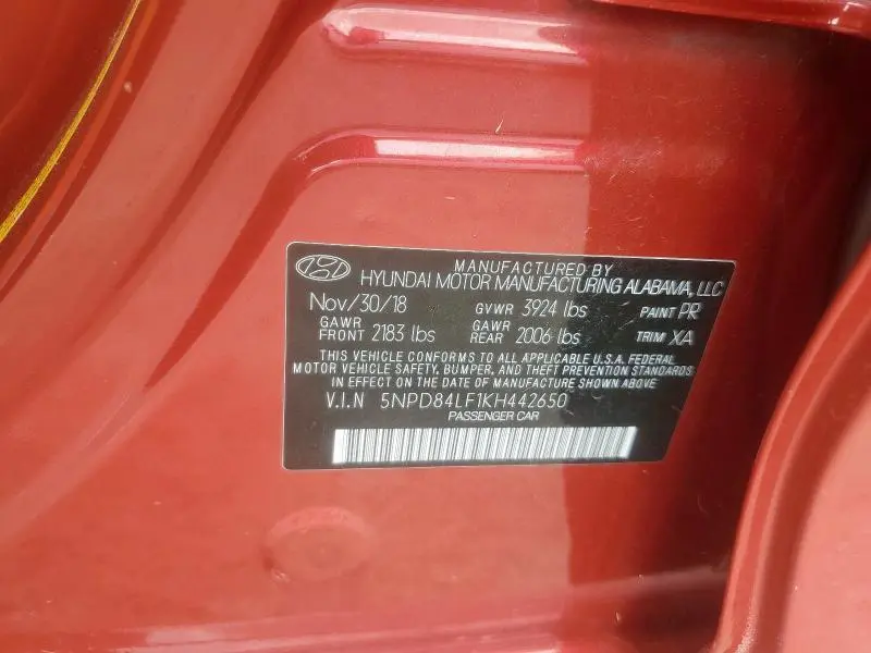 2019 HYUNDAI ELANTRA SEL  