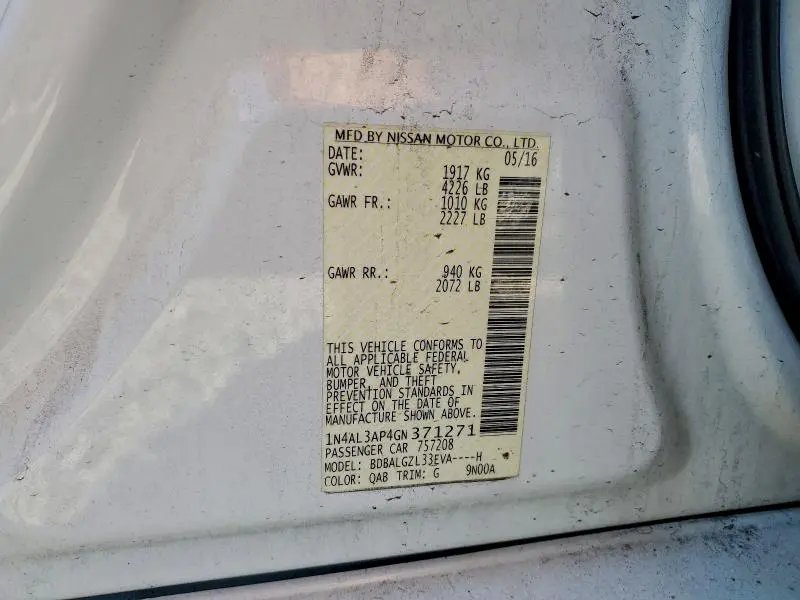 2016 NISSAN ALTIMA 2.5  