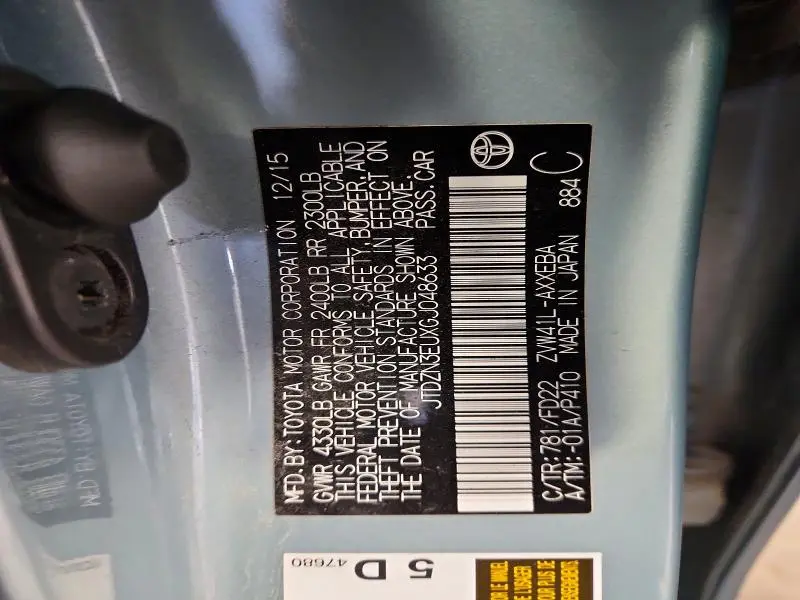 2016 TOYOTA PRIUS V TWO  
