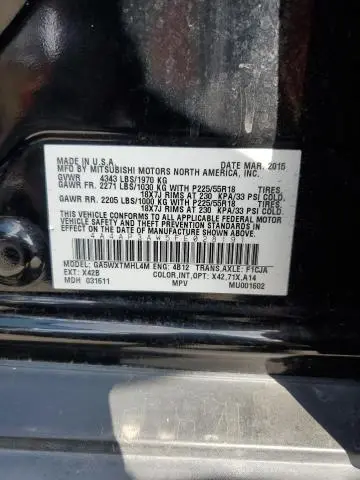 2015 MITSUBISHI OUTLANDER SPORT ES  