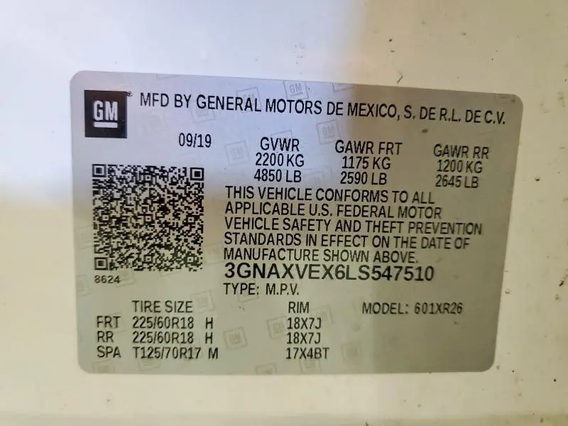 2020 CHEVROLET EQUINOX LT  