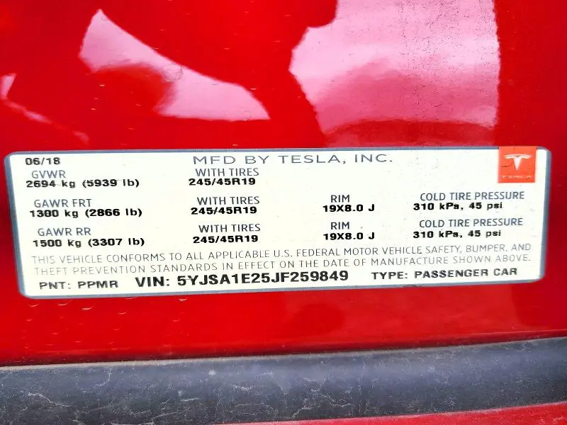 2018 TESLA MODEL S   