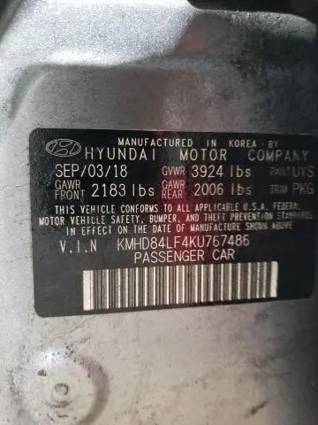2019 HYUNDAI ELANTRA SEL  