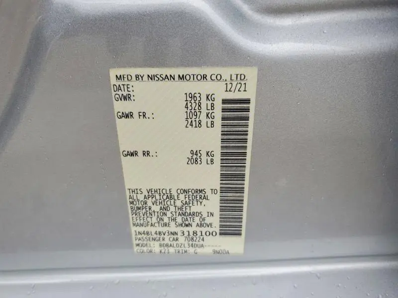 2022 NISSAN ALTIMA S  