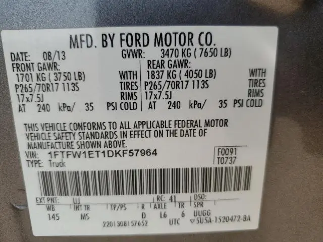 2013 FORD F150 SUPERCREW  