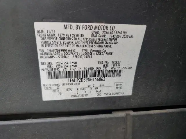 2016 FORD TAURUS SE  