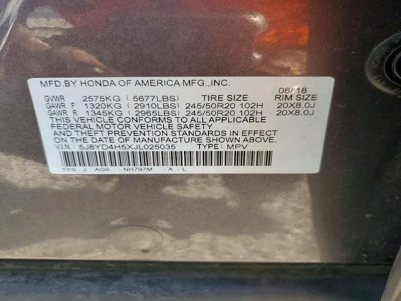 2018 ACURA MDX TECHNOLOGY  