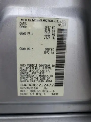 2018 NISSAN ALTIMA 2.5  