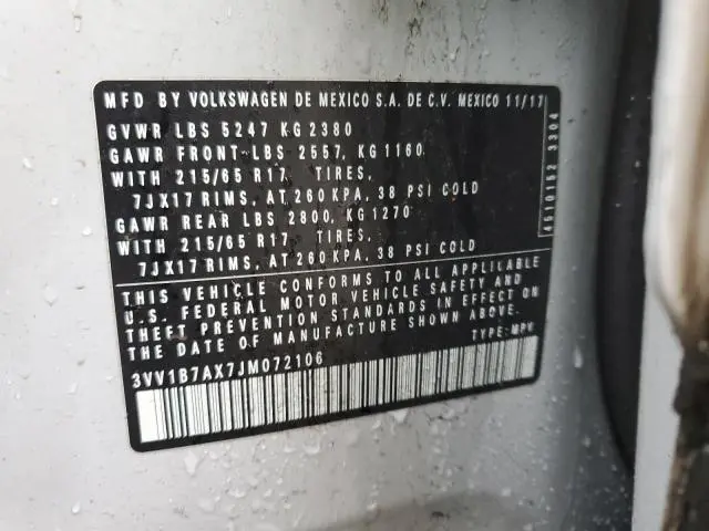 2018 VOLKSWAGEN TIGUAN S