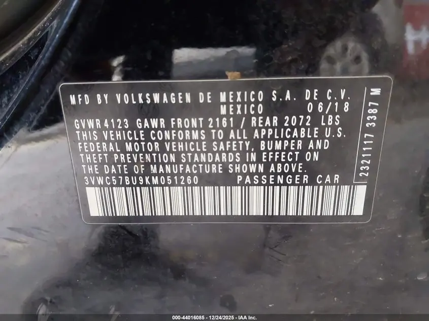 2019 VOLKSWAGEN JETTA 1.4T R-LINE/1.4T S/1.4T SE