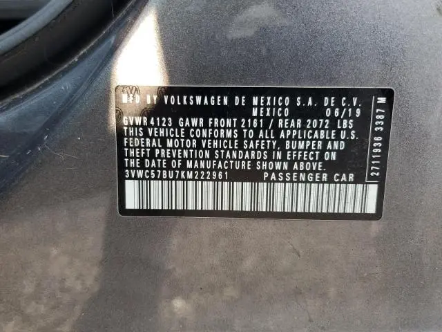 2019 VOLKSWAGEN JETTA S  
