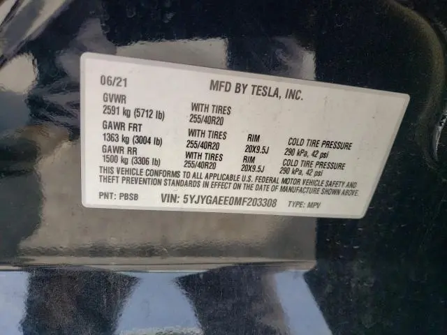 2021 TESLA MODEL Y   