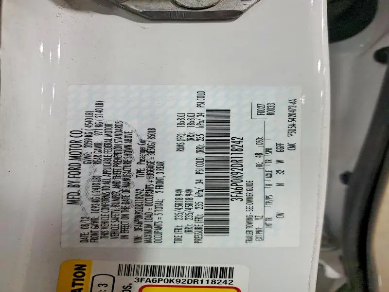 2013 FORD FUSION TITANIUM  