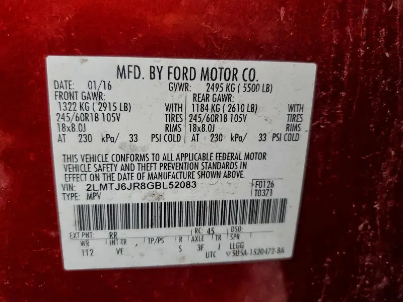 2016 LINCOLN MKX PREMIERE  