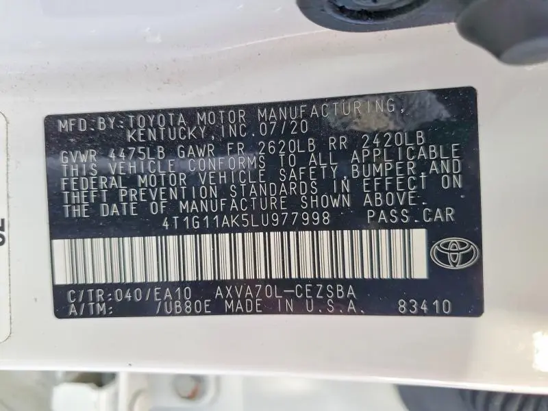 2020 TOYOTA CAMRY SE  