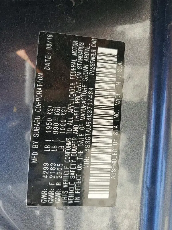 2019 SUBARU IMPREZA LIMITED  