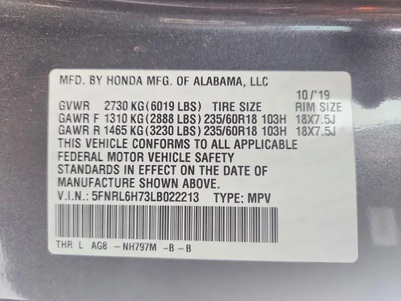 2020 HONDA ODYSSEY EXL  
