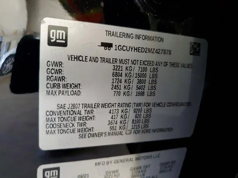 2021 CHEVROLET SILVERADO K1500 HIGH COUNTRY  