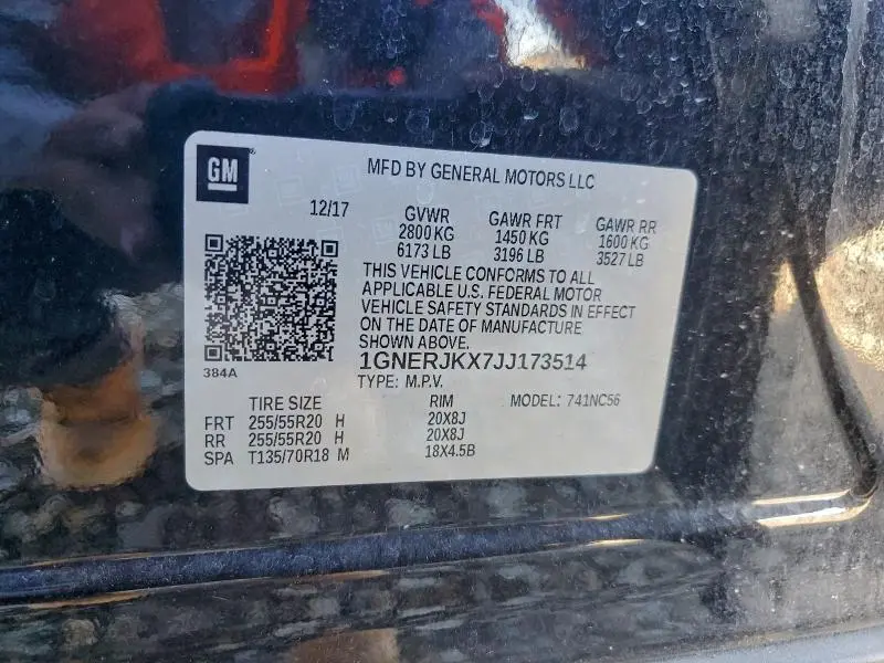 2018 CHEVROLET TRAVERSE RS  