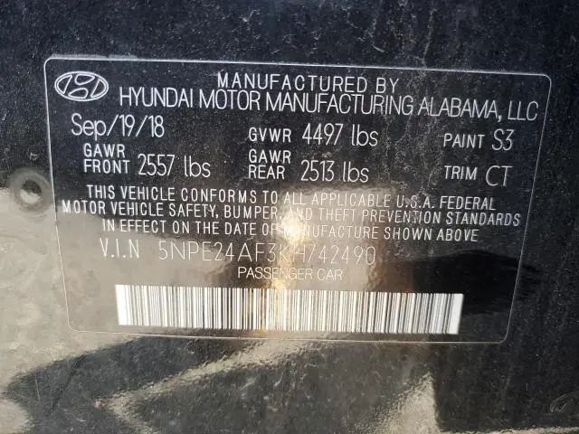 2019 HYUNDAI SONATA SE  