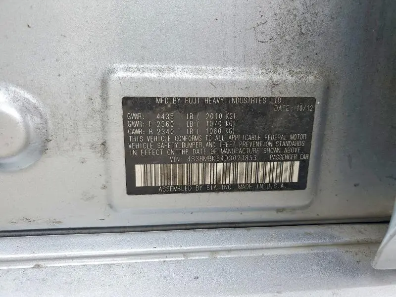 2013 SUBARU LEGACY 2.5I LIMITED  